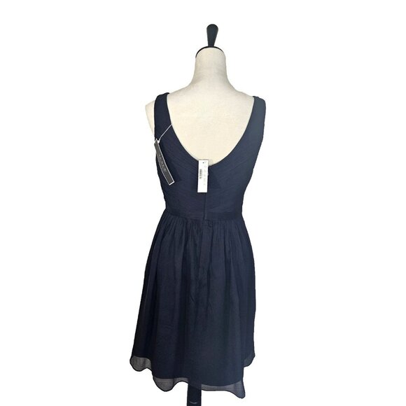 J. Crew Heidi Bridesmaid Dress Silk Chiffon Navy Size Petite 8 NWT - Picture 4 of 11